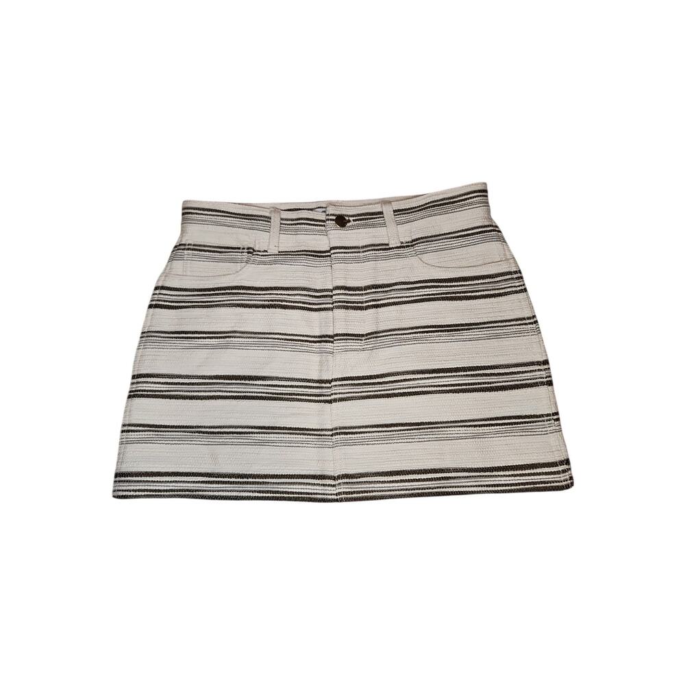 Madewell Mini Skirt in Striped Tweed Cotton Women's Size 6 - Picture 2 of 9